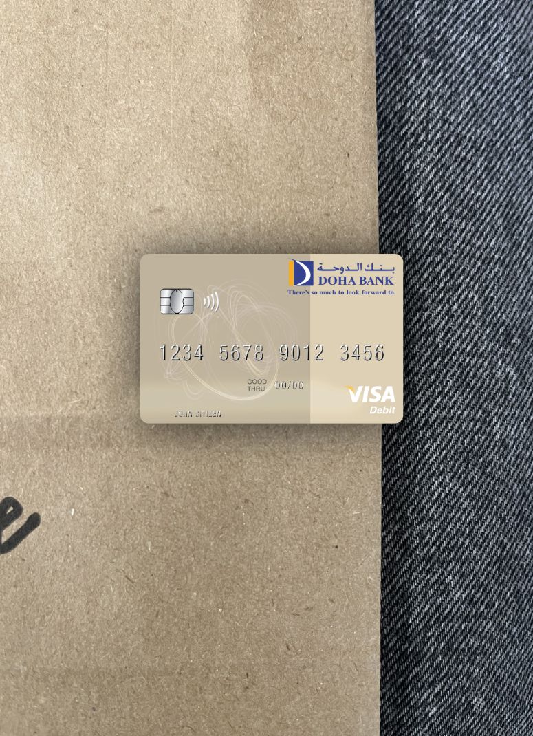 Download Qatar Doha Bank visa debit card photolook front Photoshop template